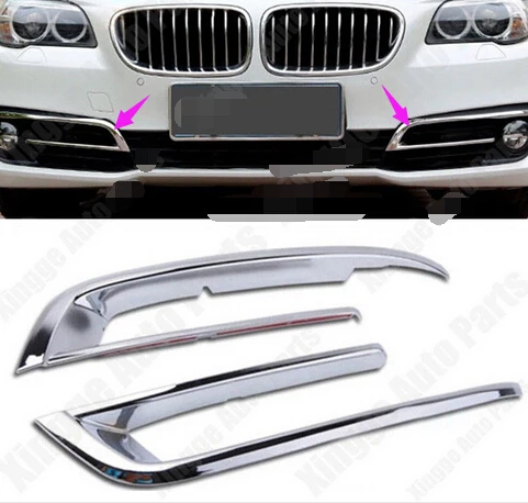 2 PCS  Chromed Front Fog Light Lamp Cover Trim Strip For for bmw 5 Series 2014