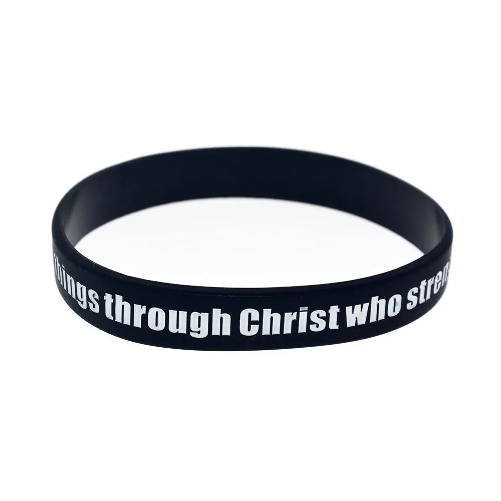 50 Stück Philippier 4:13 Ich kann alles durch Christus, der mich stärkt, Silikonarmband, religiöse Partygeschenke, Armreif – Detail 5