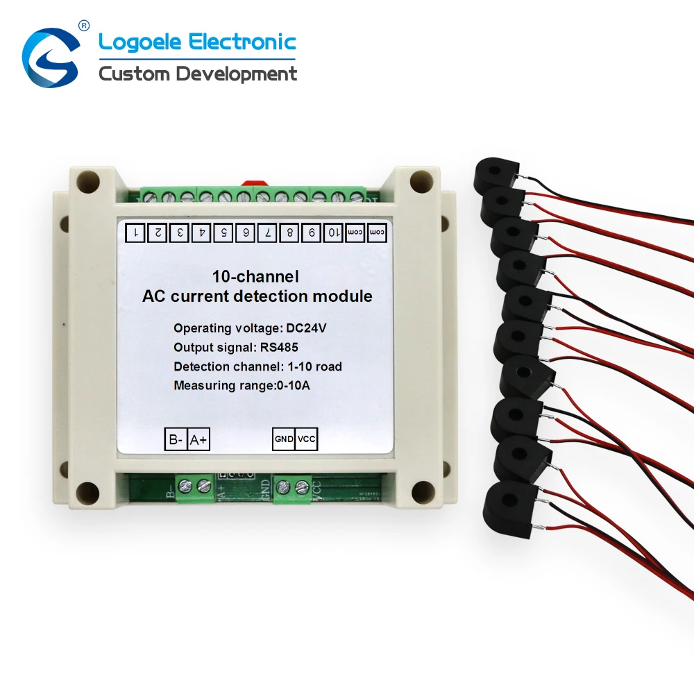 LOGOELE 10-channel AC Current Transmitter 485 Output Sensor Full-range Real-time Acquisition Detection Module