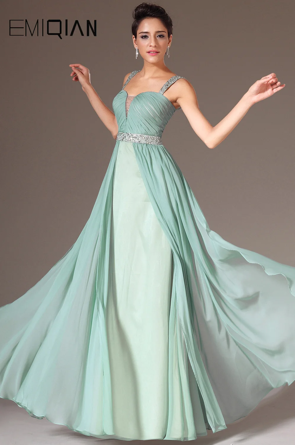 New A Line Tank Chiffon Evening Gowns Beaded Pageant Dresses