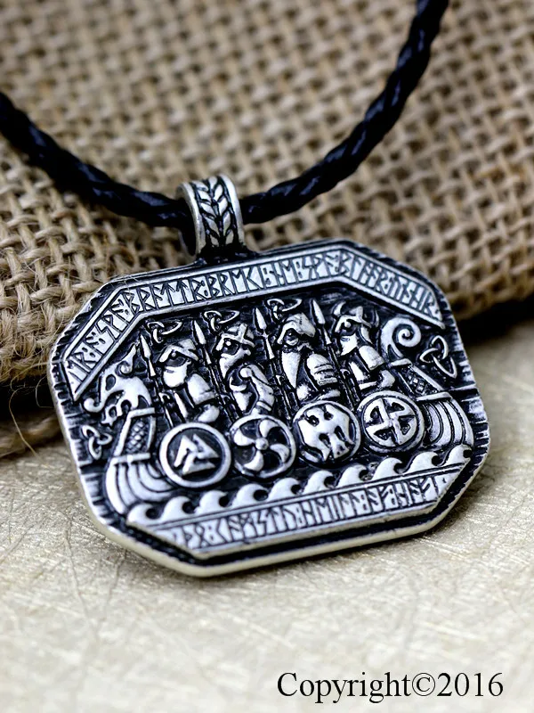 

10pcs Norse Vikings Legendary The Viking Ship and Solider Battlebattlefield Amulet Necklace Viking Nordic Talisman Jewelry