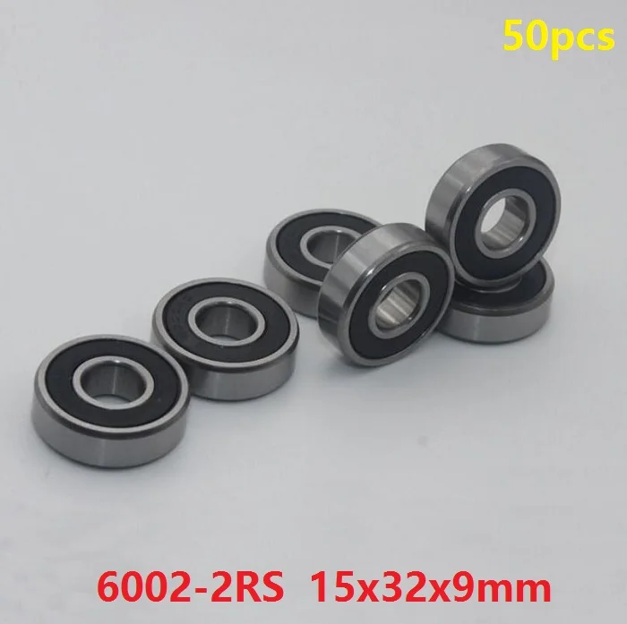 

50pcs/lot 6002RS 6002-2RS 6002 2RS RS bearing 15*32*9mm Deep Groove Ball bearing double rubber sealed 15x32x9mm