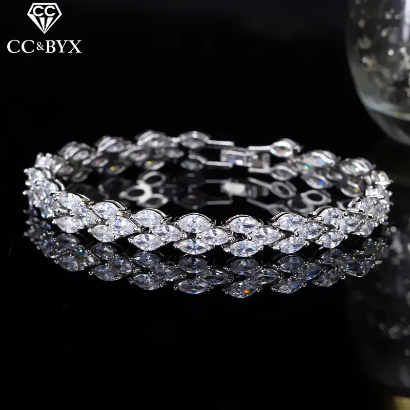 

CC браслеты для женщин, элегантные изысканные высококачественные блестящие циркониевые очаровательные браслеты, свадебные аксессуары, ювелирные изделия для невесты, подарок S0086
