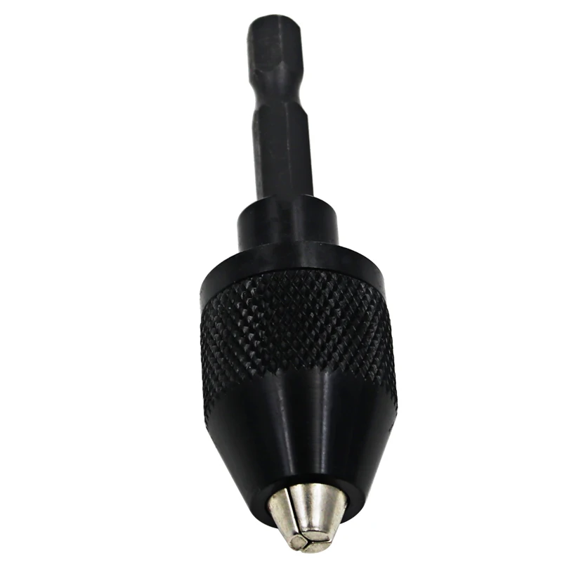 Keyless Mandrino Driver 0.3-6.5 millimetri Drill Keyless Mandrino Cacciavite Cacciaviti a Percussione Adattatore 1/4 "Gambo Trapano Nero