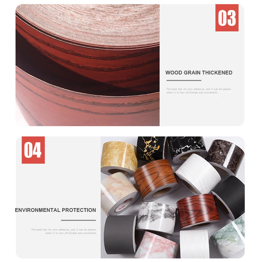 PVC Baseboard Wallpaper Wood Grain Self-Adhesive Window Sill Door Frame Waveguide Corner Floor Tile Sticker Waistline Decoration