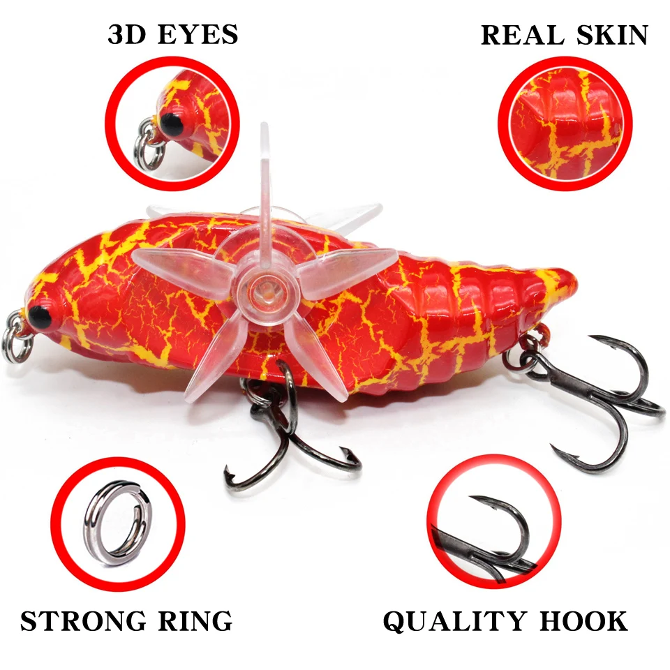 NEW Whopper Cicadas Popper 9.5cm/15g Topwater Fishing Lure Artificial Bait Hard Plopper Plastic Rotary wings Fishing Tackle Geer