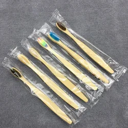 200 pçs/set ambientalmente bambu carvão escova de dentes para a saúde oral baixo carbono médio macio cerdas punho madeira escova de dentes