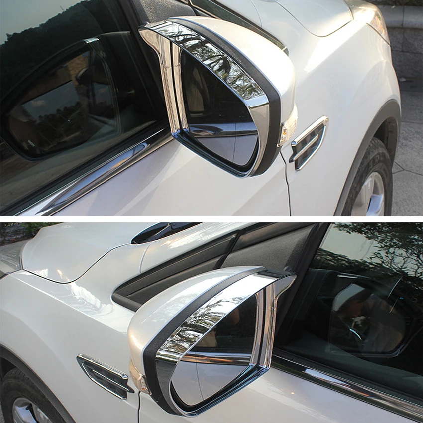 Chrome ABS Car Rearview Mirror Rain Eyebrow Cover Trim Stickers For Ford Escape Kuga 2013-2018 Car Styling Accessories