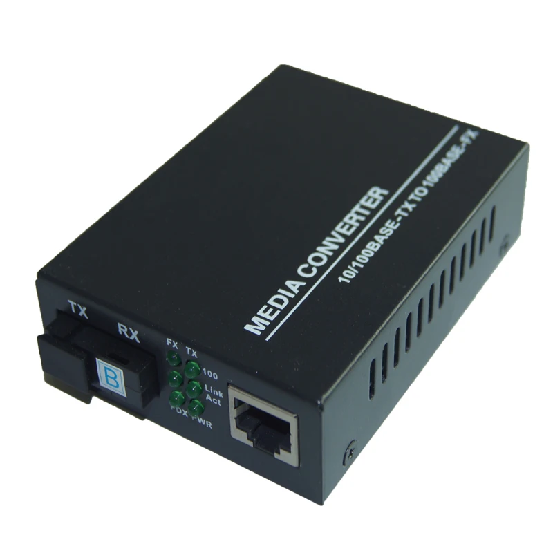 1 Pair 10/100M Singlemode 20KM Simplex SC Fiber Optic to RJ45 Ethernet Media Converter