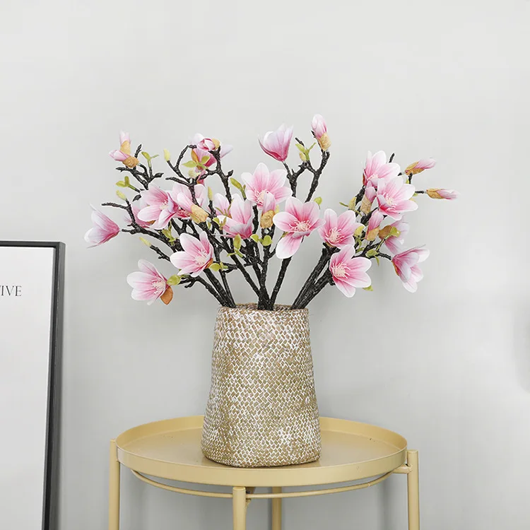 

6pcs/lot 53cm simulation magnolia branch fake flowers for home decoration wedding decoration display wreath magnolia silk flower