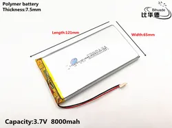 1 sztuk/partia Good Qulity 3.7 V, 8000 mAH, 7565121 polimerowy akumulator litowo-jonowy/litowo-jonowy do TOY, POWER BANK, GPS, mp3, mp4