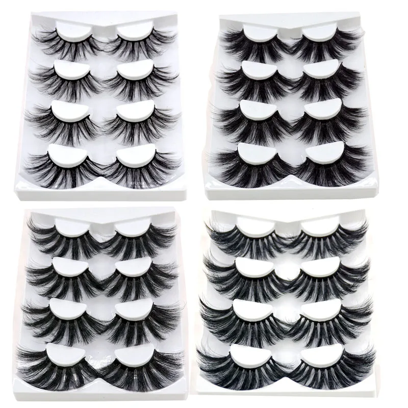 4/9 Pairs 3D Mink Hair False Eyelashes Criss-cross Wispy Cross Fluffy length 16-25mm Lashes Extension Handmade Eye Makeup Tools