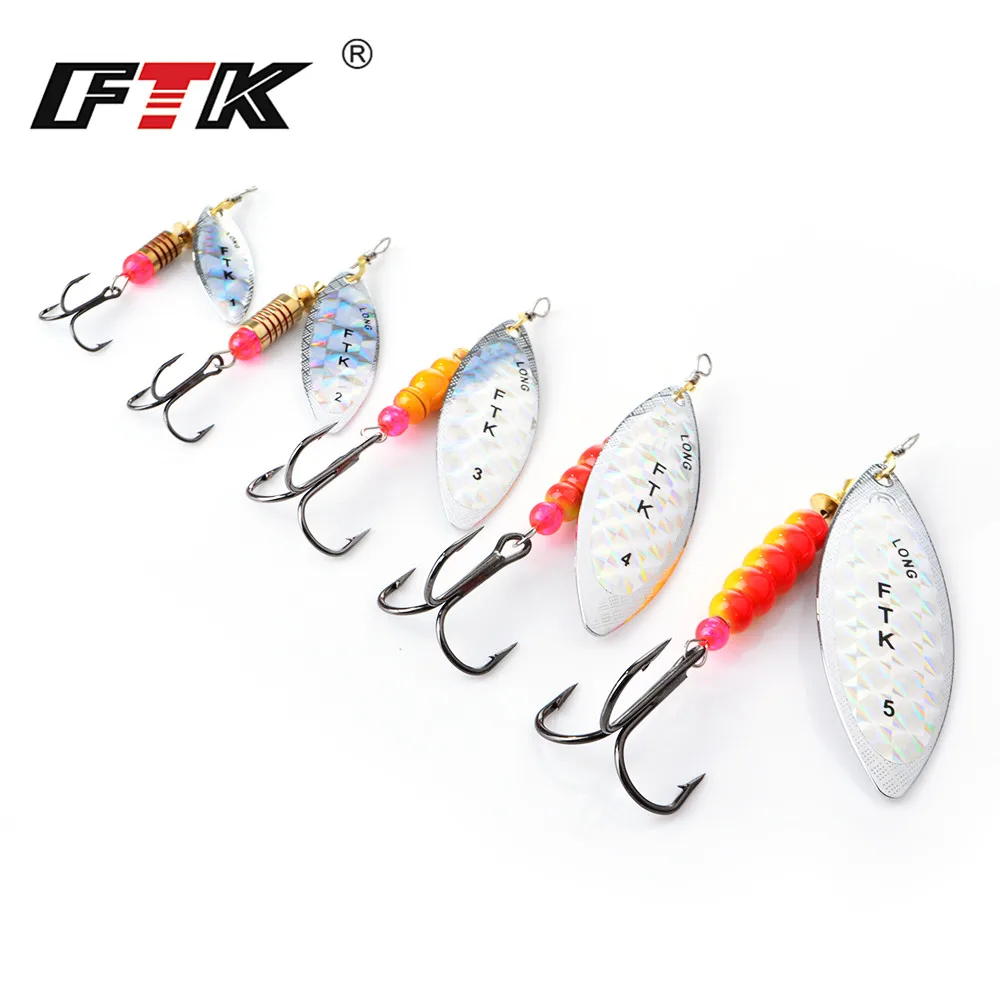 FTK Spinner Bait 4G/7G/12G/18G/30G Spoon Lures pike Metal With Treble Hooks Arttificial Bass Bait Fishing Lure