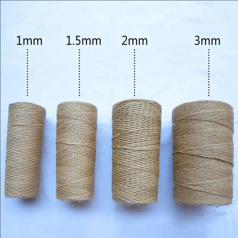 20 m/lot 1mm 1.5mm 2mm 3mm naturalna juta liny lniane ciąg akcesoria do rękodzieła opakowanie na prezent wstążka DIY konopie Craft dostawca