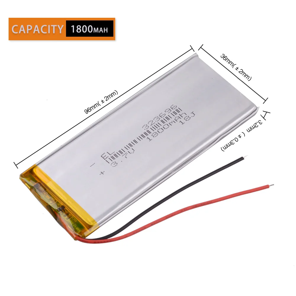 323696   3,7 V 1800 mAh Akumulator litowo-jonowy polimer Ba do telefonu andorid 323696 P XWD 303696 P