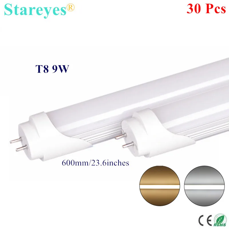 Free shipping 30 pcs 9W 60cm T8 LED Tube lamp Light High brightness Epistar SMD2835 25LM/PC 44 led / PC 790LM AC170-265V