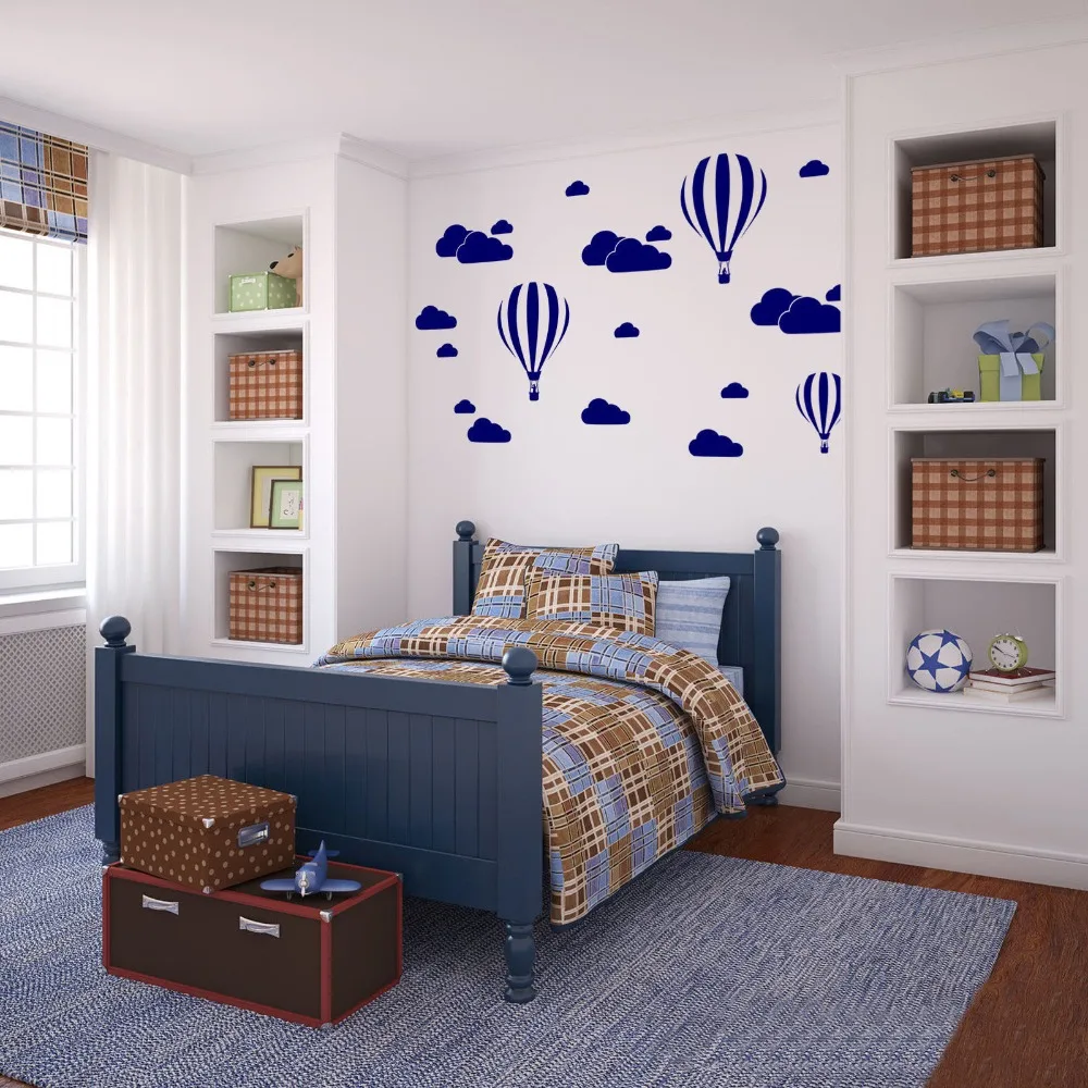 New Cartoon Hot Air Balloon White Clouds Wall Stickers For Kids Baby Rooms Nursery Wallpaper Home Decor Bedroom Vinyl Art Mural