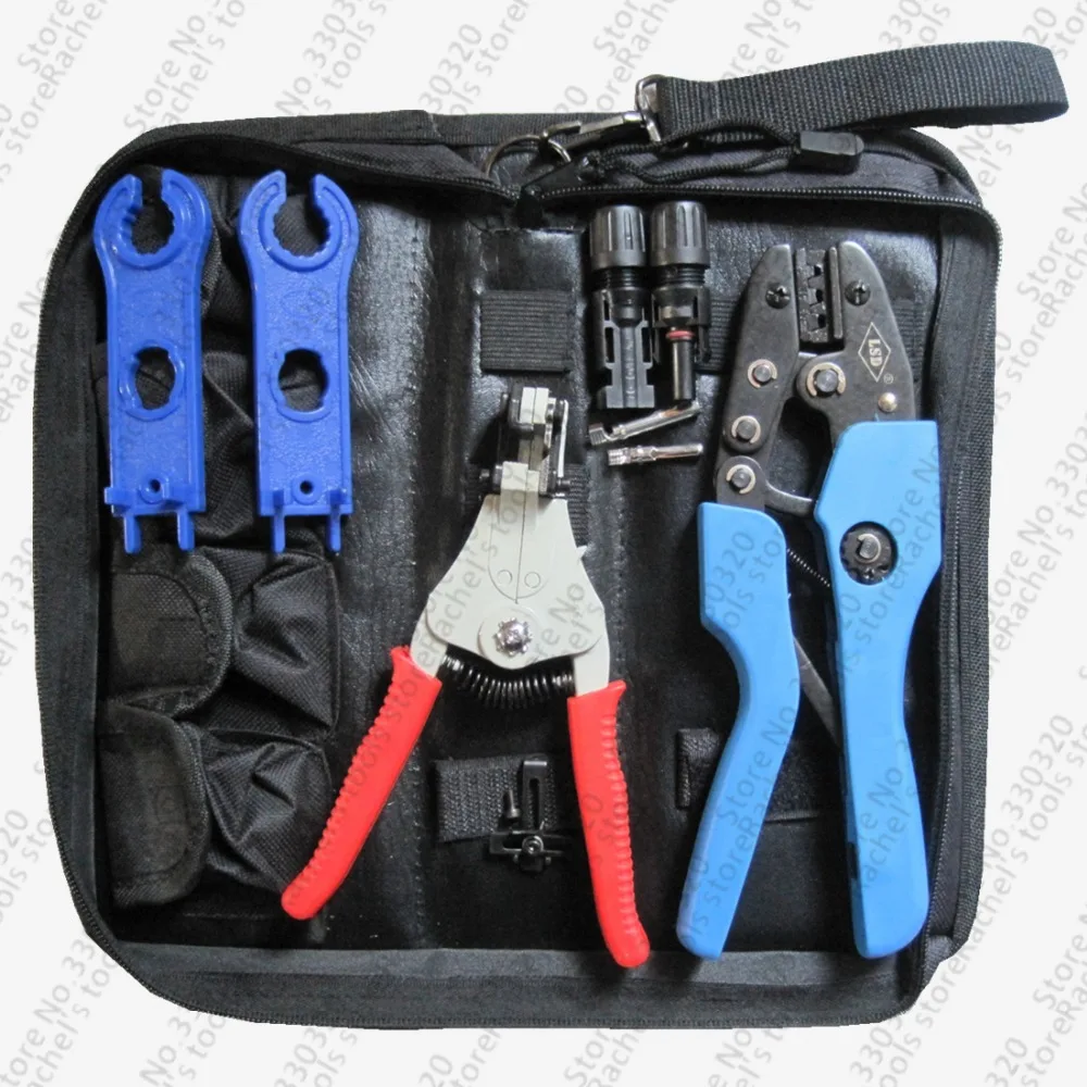 4 in 1 Solar wire crimping tool kits with solar crimper cable stripper solar connector link spanner set AN-2546B-A4