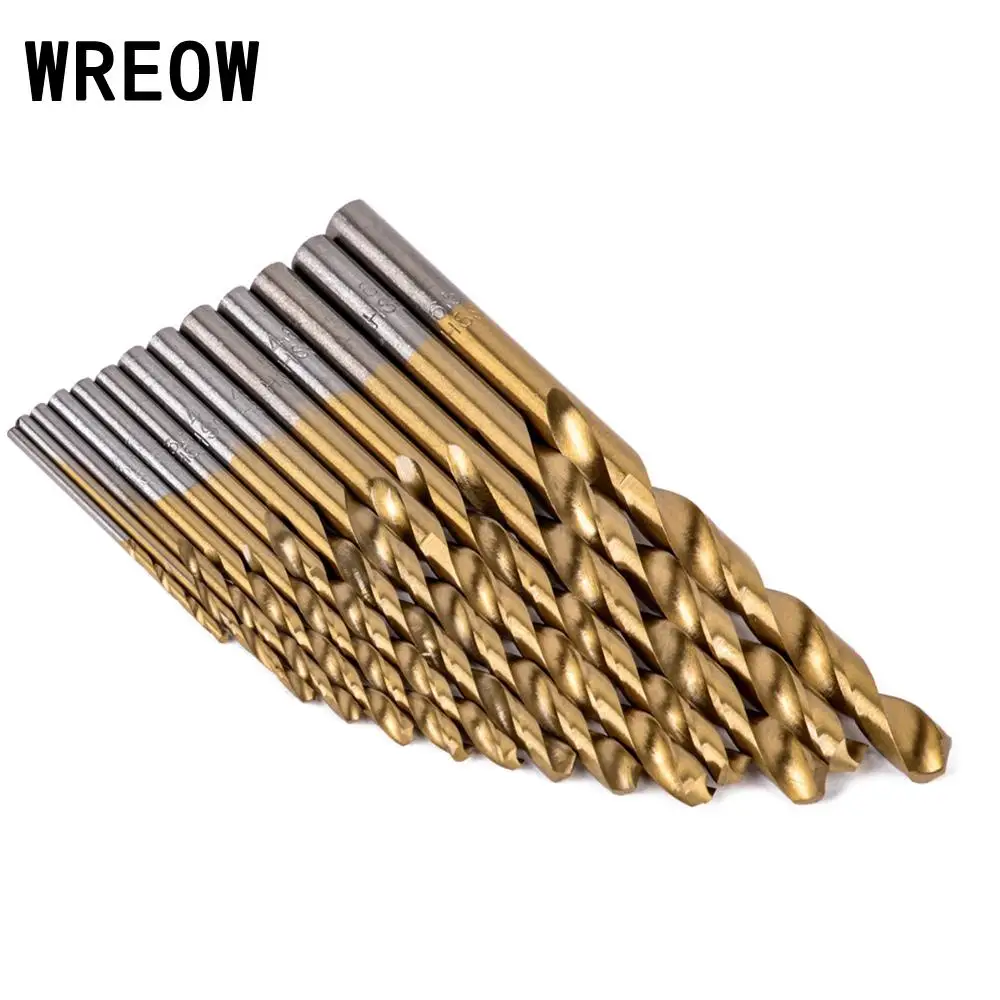 ไทเทเนียมเคลือบ13PCS 1.5-6.5Mm HSS Straight Shank Twist Set Mata Bor เลื่อยตัดเครื่องมืออลูมิเนียมโลหะงานไม้เครื่องมือ