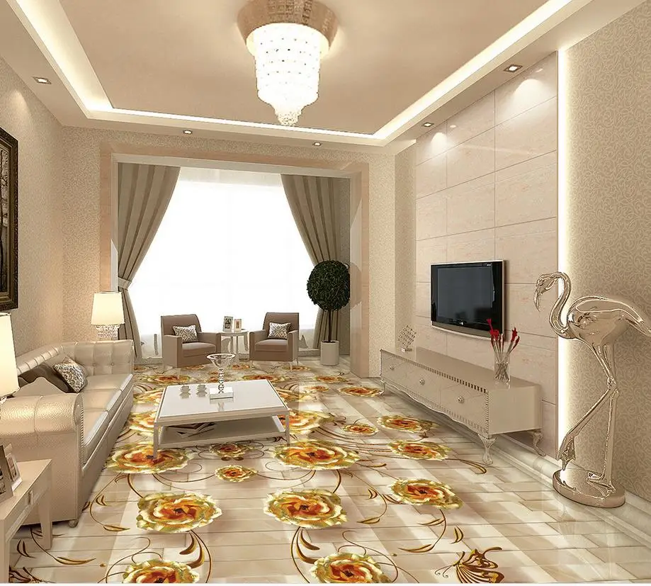 

3d flooring Golden Rose Marble 3D Floor pvc floor wallpaper waterproof wall murals 3d floor painting wallpaper