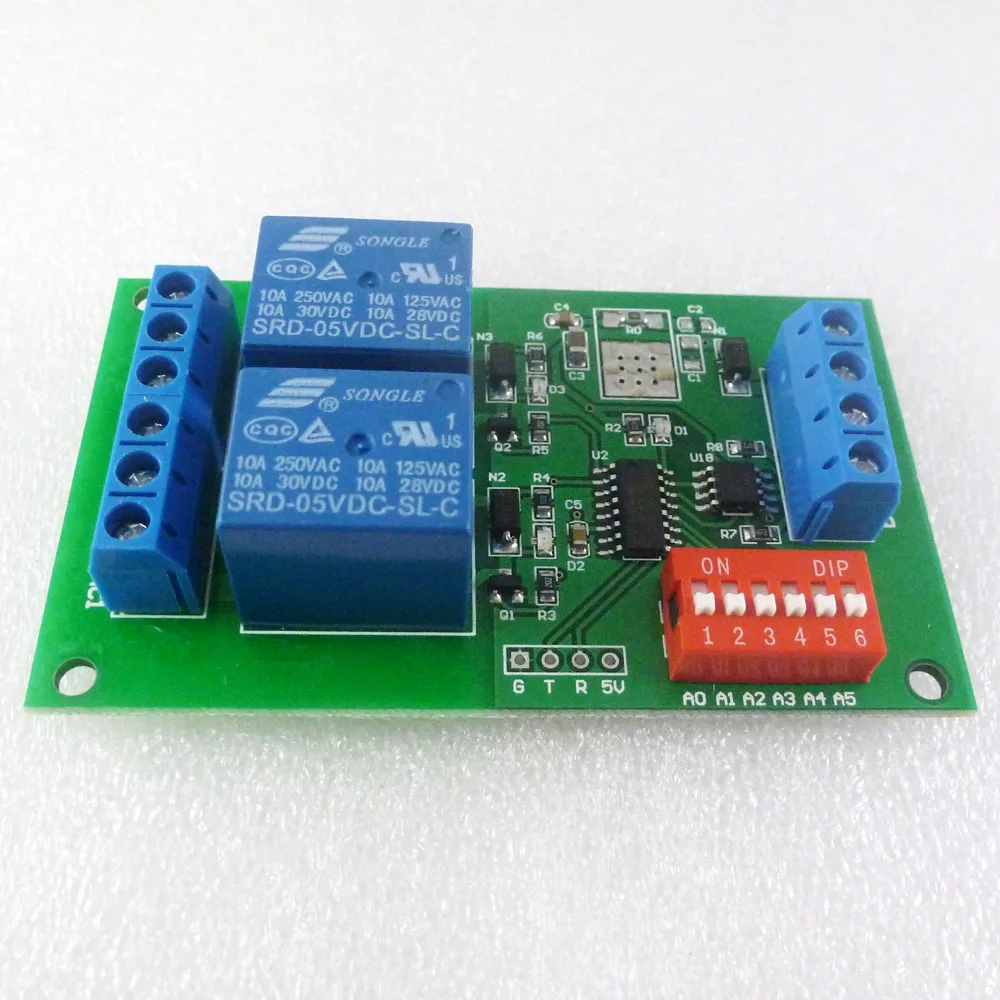 Módulo de relé Modbus RTU PLC de 2 canales, caja de conexiones de carcasa de Material ABS, caja de plástico negro, DC 5V/12V/24V