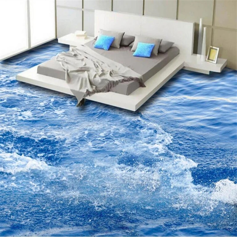 

beibehang Aromatic surface wave mural background 3D floor ground custom large fresco pvc thick wear resistant papel de parede