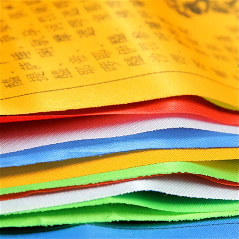 Tibetan Buddhist Great Compassion Mantra prayer flag Silk Colour Print 6 Meters 20 pcs/string Religious Flags Scriptures