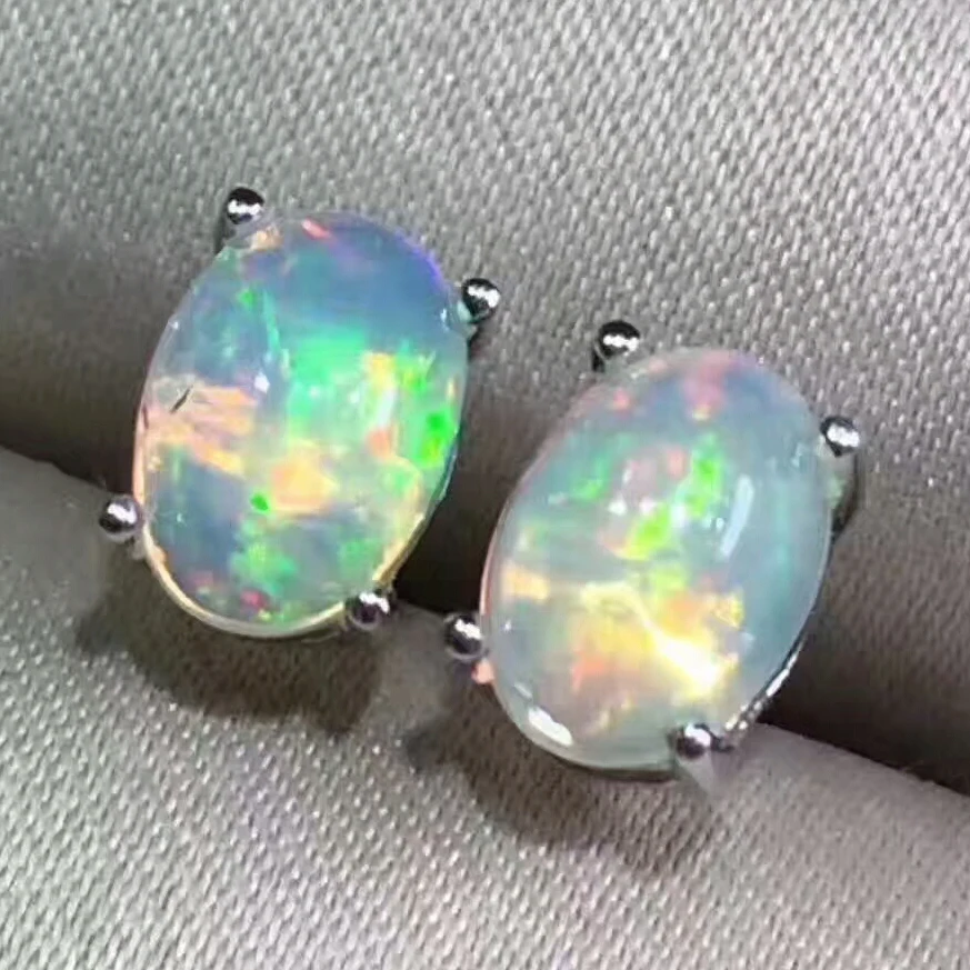 Brilliance opal earrings for evening party natural Australia opal silver stud earrings classic solid 925 silver opal earrings