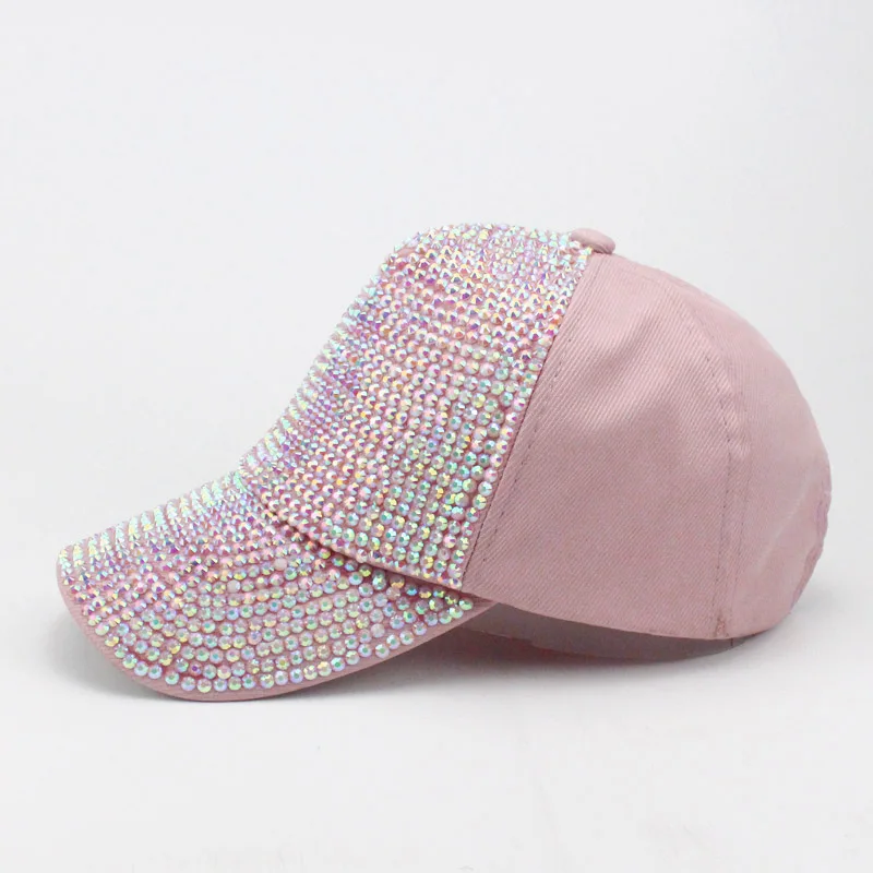 Women Rhinestones Baseball caps Cotton Summer shade Adjustable Lady Crystal Hip Hop Snapback Hat Cool Girls Outdoor Sun hat Cap