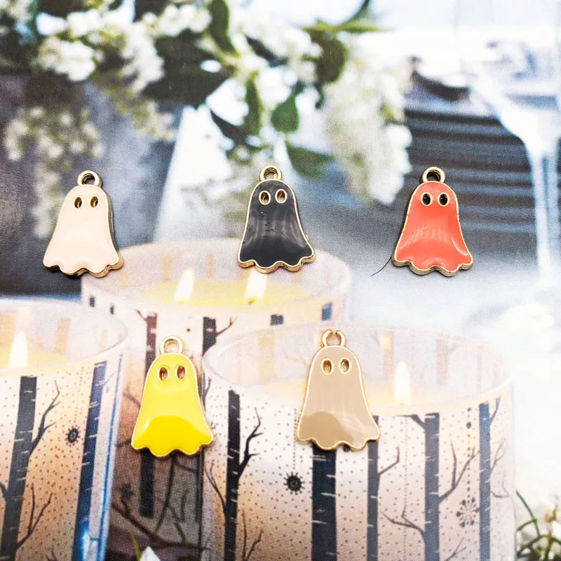 10 pcs Halloween Series Ghost Enamel Charms Drop Oil Specter Metal Floatings Fit Earring DIY Pendants Jewelry Accessories YZ245