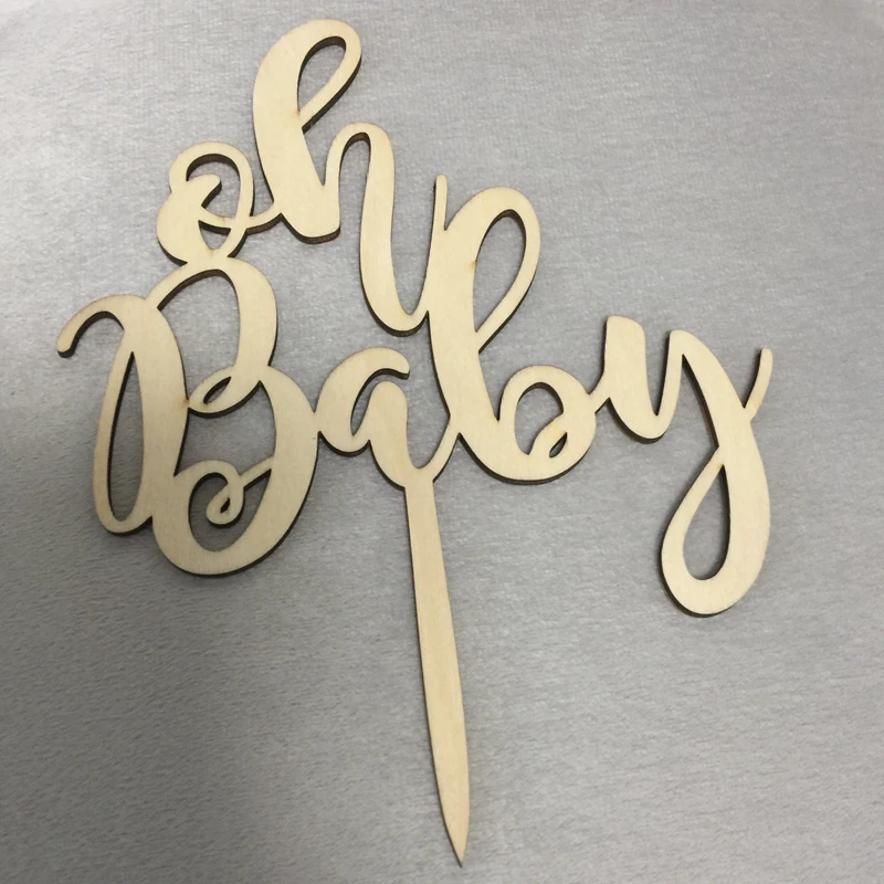 

OH BABY wood cake topper for baby shower party wood craft