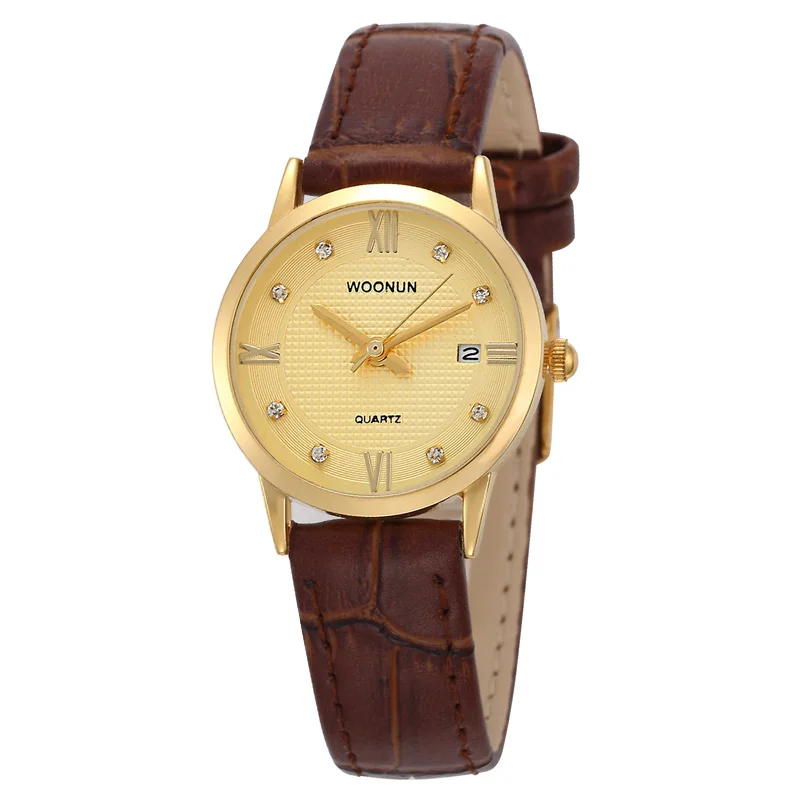 

relogio feminino WOONUN Womens Watches Ladies Watches Top Brand Luxury Fashion Quartz Wrist Watches Brown Leather Strap hodink