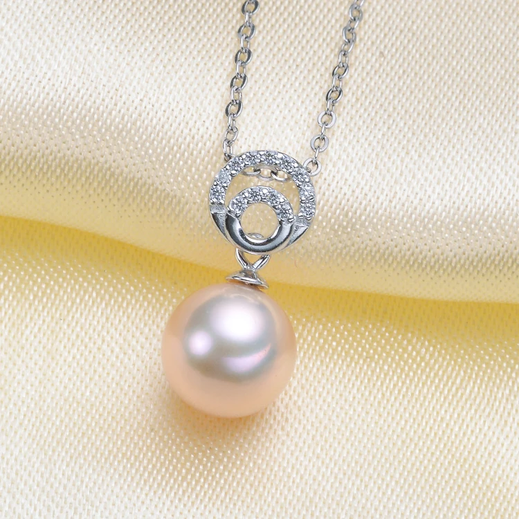 

S925 Sterling Silver Circle Design Pearl Pendant Holder Tiny Pendant Settings Silver&Gold Color 6Pieces/Lot