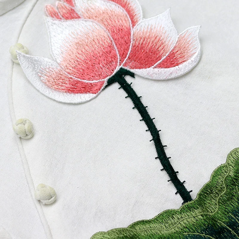 Large Size Lotus Flower Applique Clothing Embroidery Patch Sticker Sew On Clothing DIY Patches 40cm x 20cm