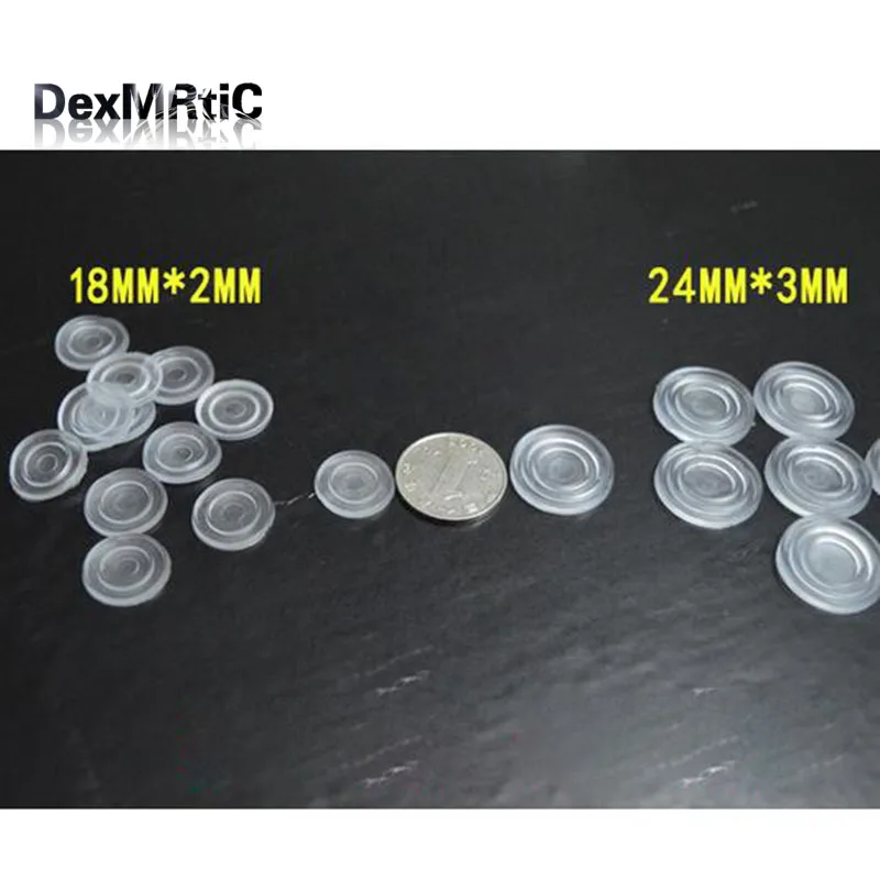 미끄럼 방지 매트, 티 테이블 유리 테이블용, 18x2mm/24x3mm, 투명 고무 가스켓, 100 개