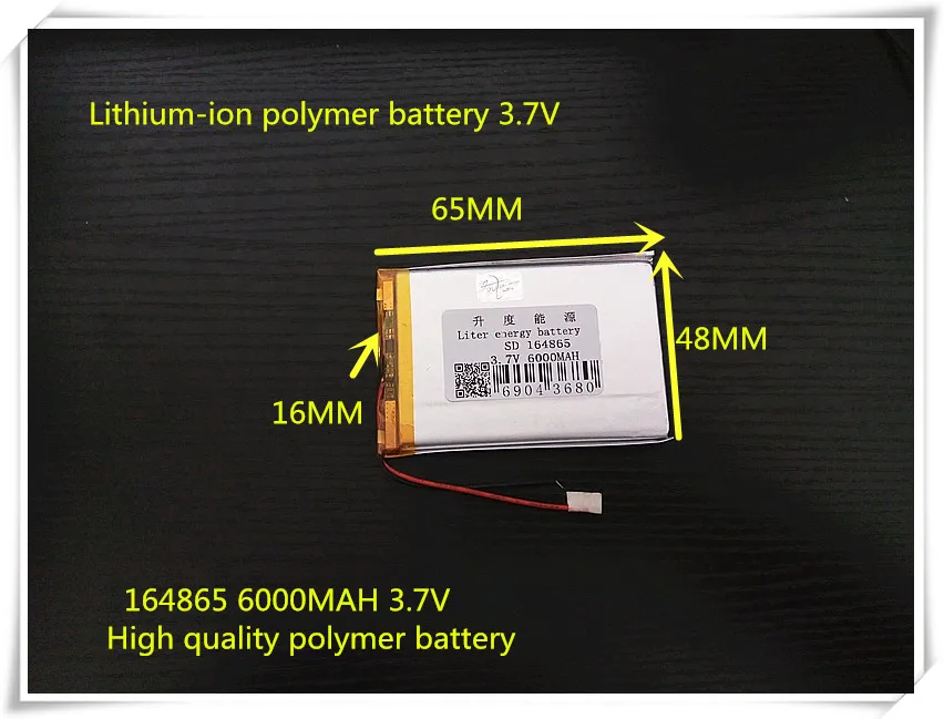 

3,7 в 6000 мАч 164865 полимерный литий-ионный/литий-ионный аккумулятор для планшетного ПК, GPS, внешнего аккумулятора, MP4,MP3