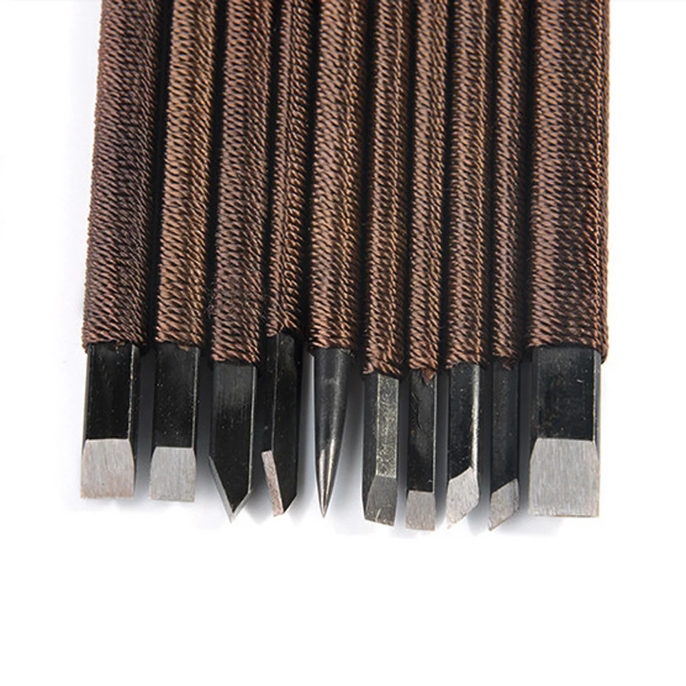 

10 pcs/set,Manganese steel chisel, Carved stone knives, Carving knife, seal, Lettering, Carved chapter,