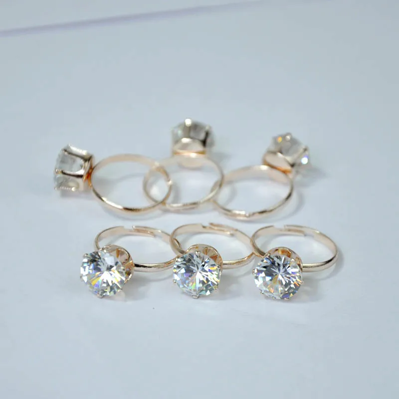 15Pcs 1.75ct Zircon Rose Golden Engagement Rings for women Wedding rings lots female anel Austrian Crystals Jewelry LR4052