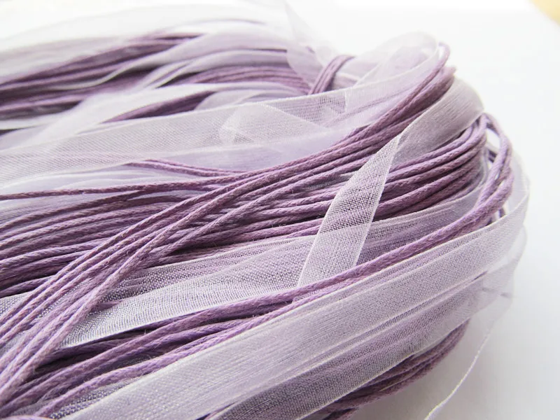 Free Shipping 20pcs 18inch Light Purple Organza Ribbon Wax Cotton Necklace Cord, Extender Chain, Lobster Clasp,DIY Accessory