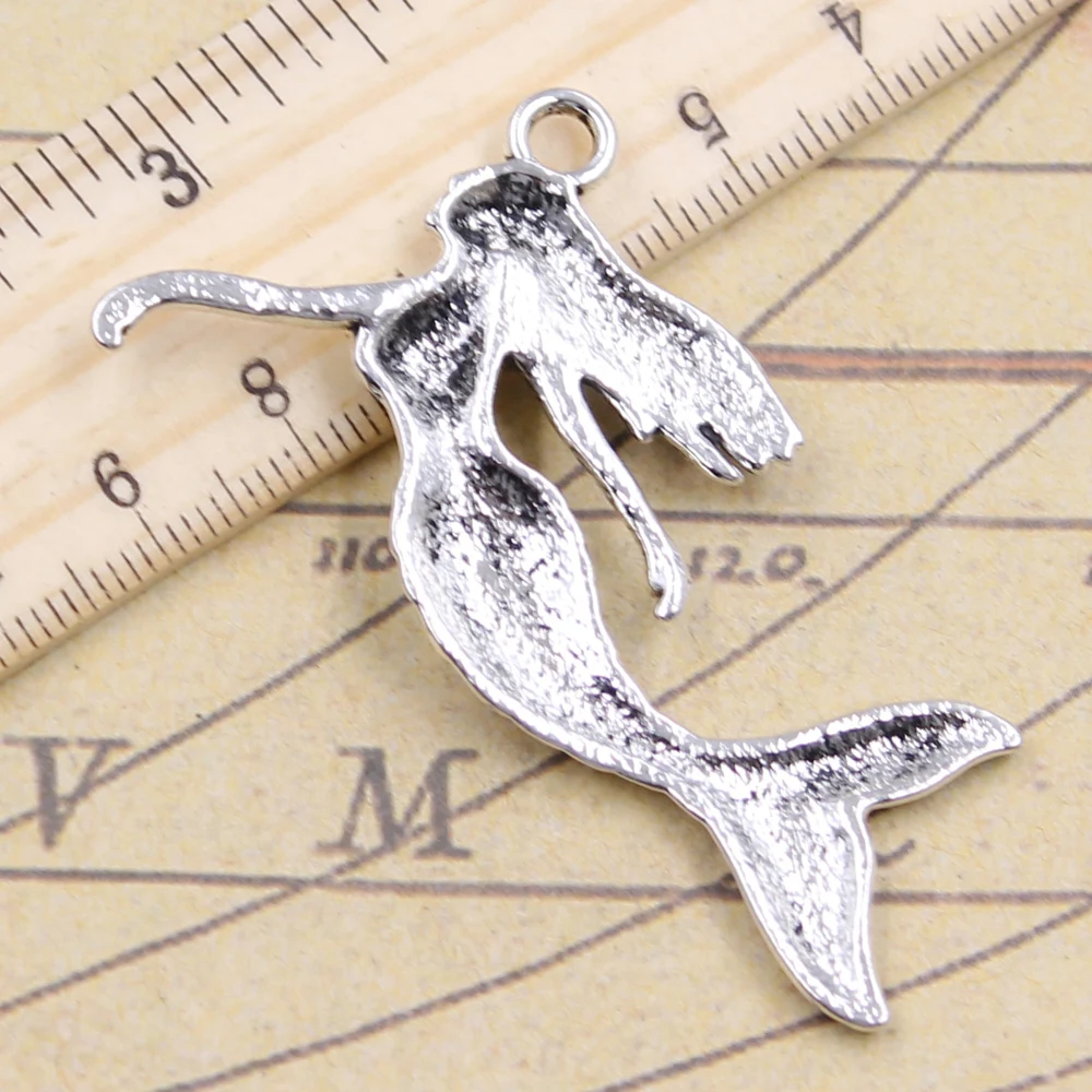 5 Pcs Charms Dansen Mermaid 57X53 Mm Tibetaans Zilveren Kleur Hangers Antieke Sieraden Maken Diy Handgemaakte Craft Hanger