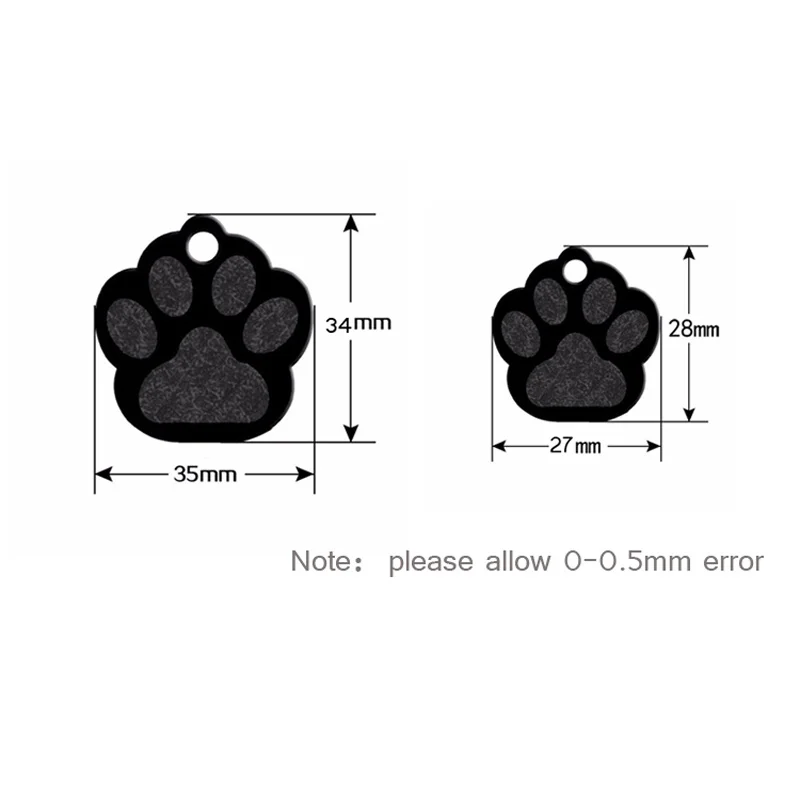 20pcs Paw Shape 2 Sides Tag pet dogs and cats ID Cat Puppy Name Phone No. of Pet accessories aluminum products decor ID Tags