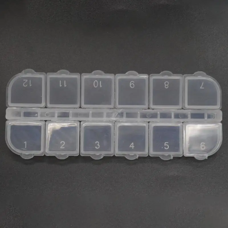 12 Grids Plastic Storage Case Small Thing Container Nail Art Products Box Rhinestone Earring Jewelry Compartment Storages Casing