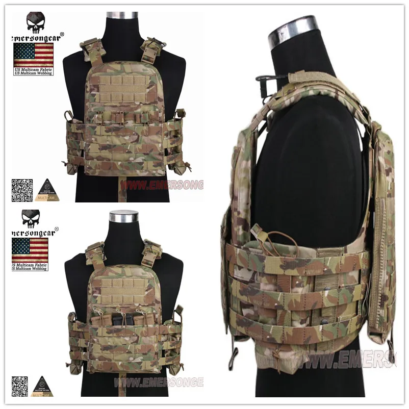 MERSON MC-US Style Hunting Tactical Vest, Airsoft Combat, Cherry Plate Carrier, Genuine MultiCam, EM7435