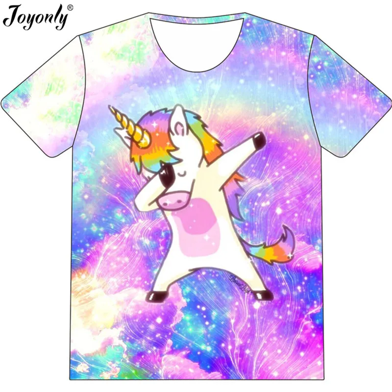 

Joyonly New 2019 Summer Children Fashion Dab Anime T-shirt Boys Girls Funny T shirts Dabbing Unicorn Colorful Galaxy Tops Tee