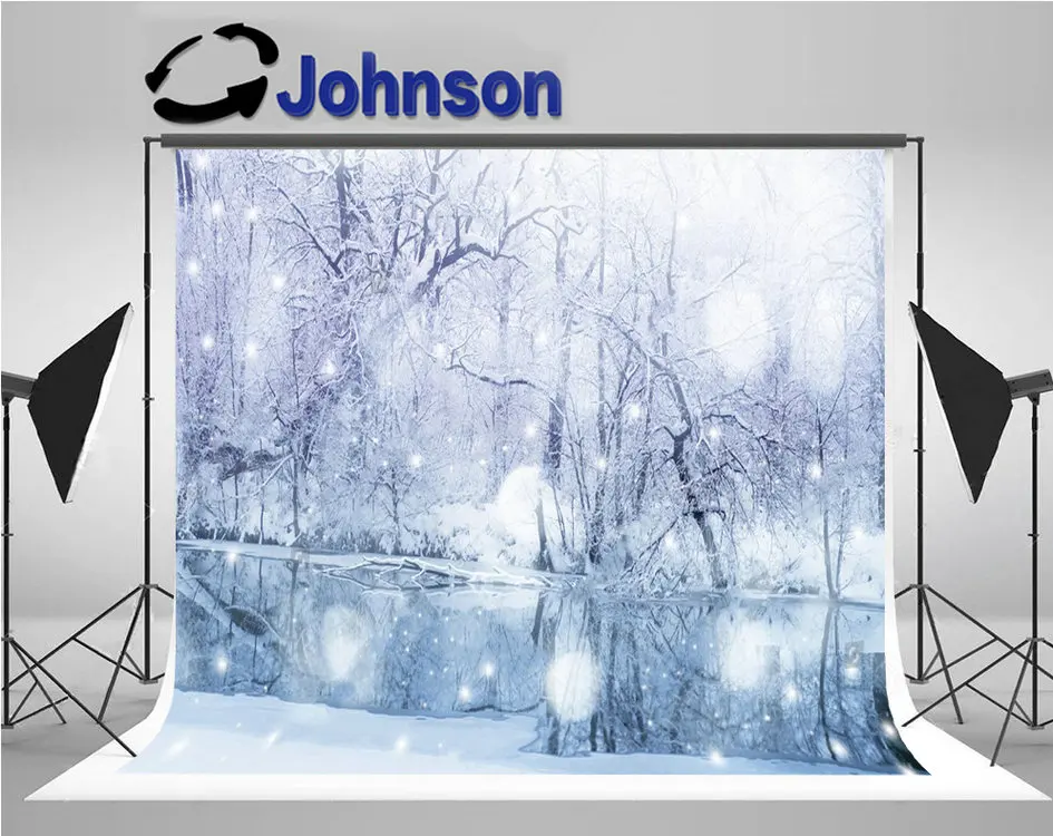 

Winter Wonderland Snow River Forest backgrounds High quality Computer print scenic backdrops