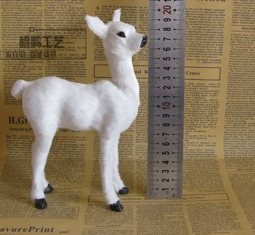 

simulation sika deer model white female deer 15x20cm toy ,polyethylene resin handicraft, home decoration gift a2512