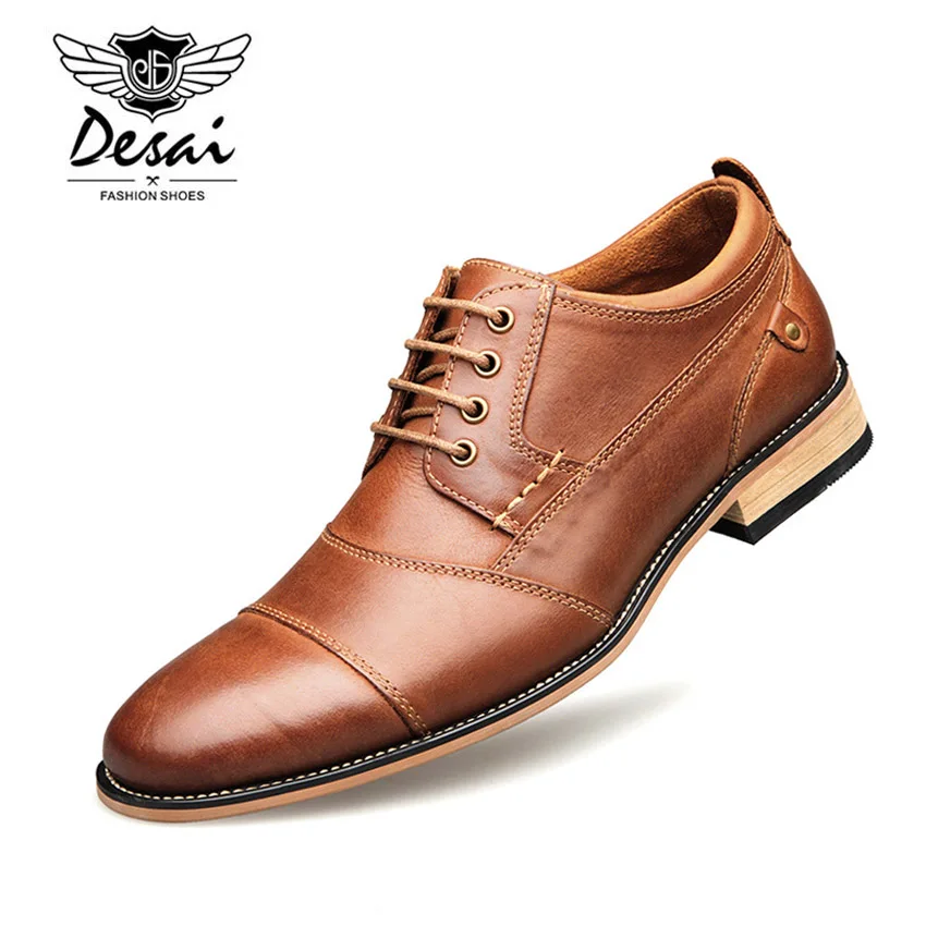 New Men\'s Business Dress Shoes Genuine Leather England Fashion Casual Oxfords Shoes Classic Three Colors Size 7.5-13