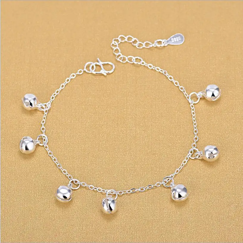 Cute Bells Women Silver 925 Anklets Jewelry Trendy Silver Bracelets For Girl Party Accessories Latest Lady Wedding Chain Bijou