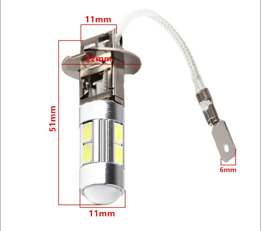 Feu antibrouillard led haute puissance, ampoules de voiture, feu de stationnement, H3 H1 5630 smd, 12V 6000K