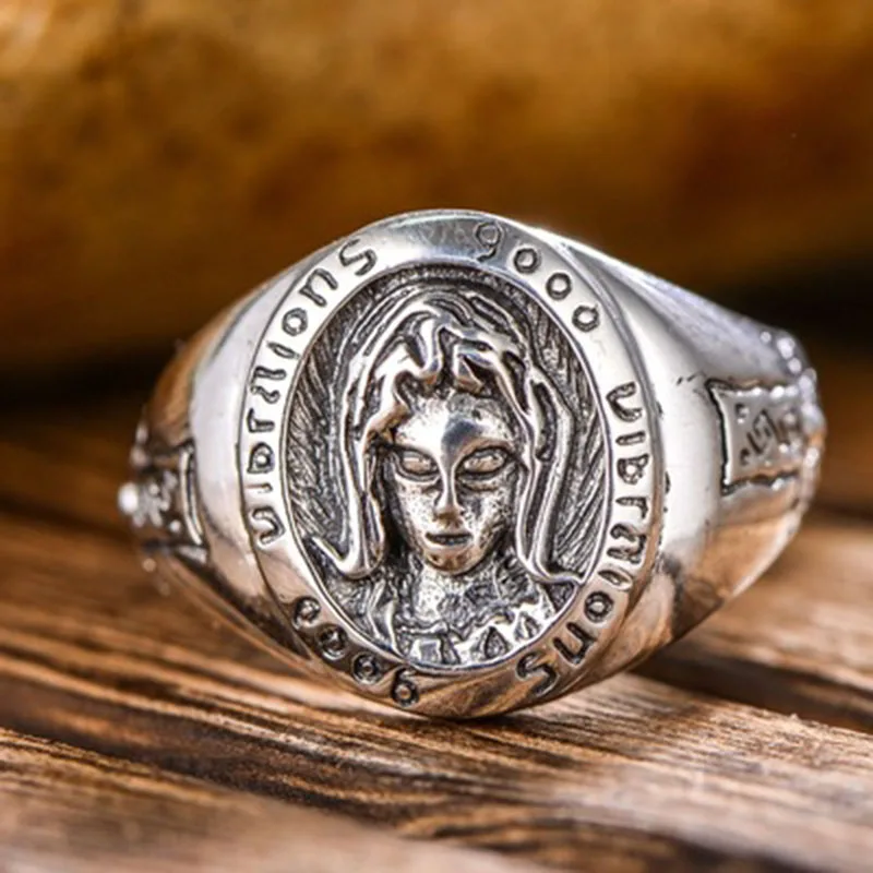 Fashion Men Women retro Thai silver ornaments silver 925 jewelry blessing of the virgin Mary the resizable ring